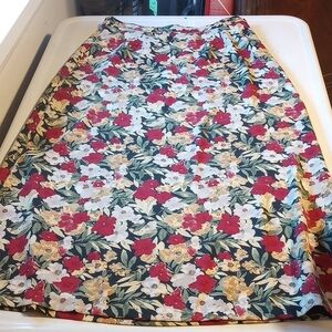 Christopher & Banks, Size 4, Floral Maxi Skirt. Red Green Black White
